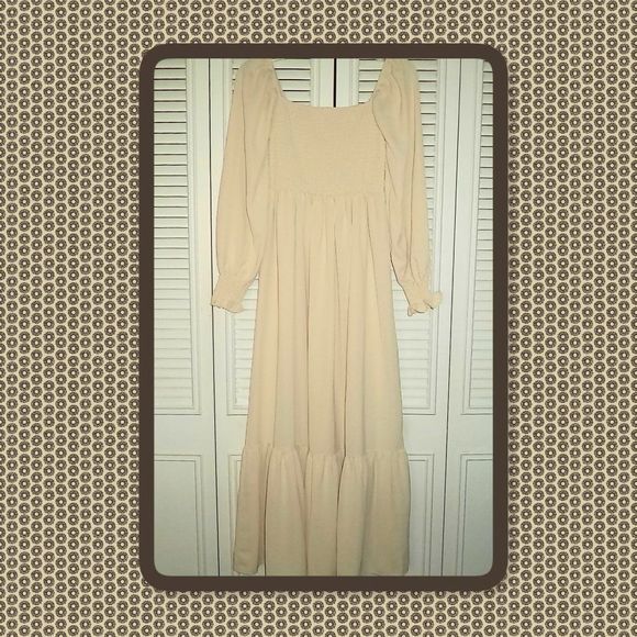 SHEIN Cream Long Sleeve Maxi Dress - Picture 1 of 4